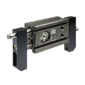 Schneider & Company - Compact industrial pneumatic cylinder with mounting brackets on a white background.