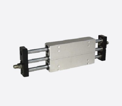 Schneider & Company - Industrial pneumatic cylinder with mounting accessories on a white background.