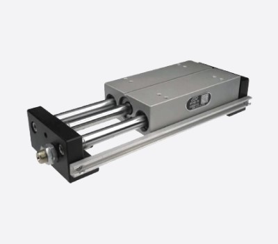Schneider & Company - Precision pneumatic linear actuator on a white background.