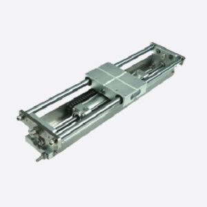 Schneider & Company - Industrial-grade metal slider mechanism with robust guides and a central spring, possibly used for precision linear motion applications.