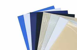 Schneider & Company - A fan of assorted paper samples showing a gradient of colors from light cream to deep blue.