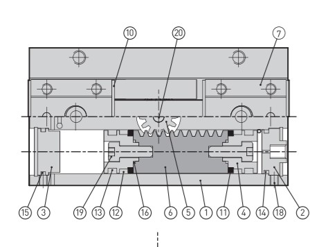 Schneider & Company - Technical cross-section drawing of a mechanical device with numbered parts, possibly a gear system or machinery component, annotated for identification and assembly.