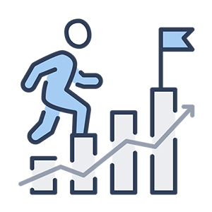 Schneider & Company - A stylized icon representing a person ascending stairs with a dynamic motion, indicating progress or improvement, possibly in a professional or personal development context.